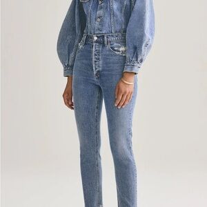 Agolde Nico High Rise Slim Fit Jeans in Rooted